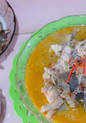 Foto resep Jantung pisang ceker,kua santan pedas