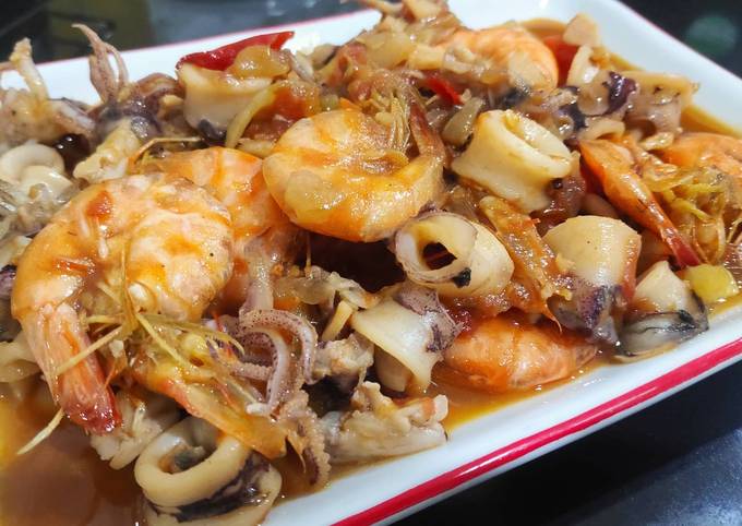 Cara Memasak Resep Cumi udang saos tiram