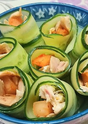 小黃瓜雞絲卷 的食譜成品照片