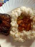 Masale wale bengan with rice