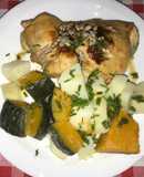 Pollo agridulce con cuadritos de vegetales