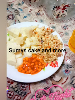 A picture of Boil yam and egg sauce.