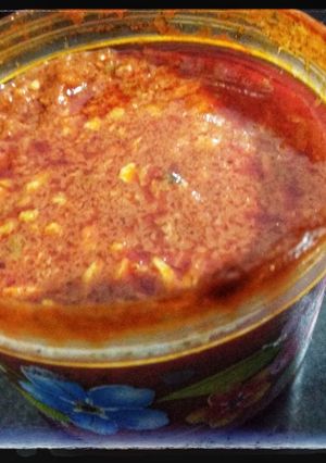 A picture of Sechezwan chutney for Chinese bhel.