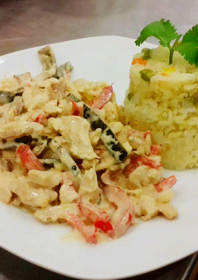 Una foto de Fajitas de pollo en crema chipotle