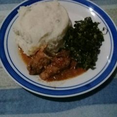 A picture of Spinach and pap.