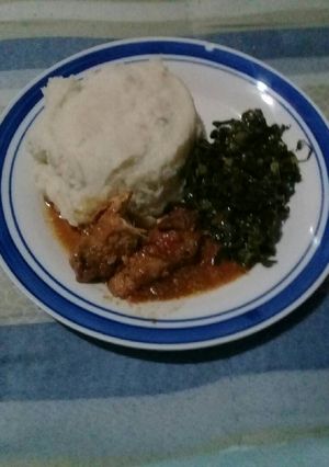 A picture of Spinach and pap.