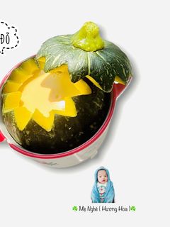 Hình của món Bánh flan bí đỏ.