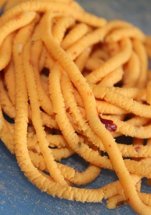 A picture of Velluli murukku / Garlic Murukku.