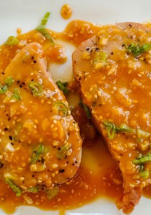 A picture of Easy Tuna Steak with Miso Ginger Sauce.