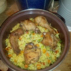 Fried rice and Chicken A picture of Fried rice and Chicken.