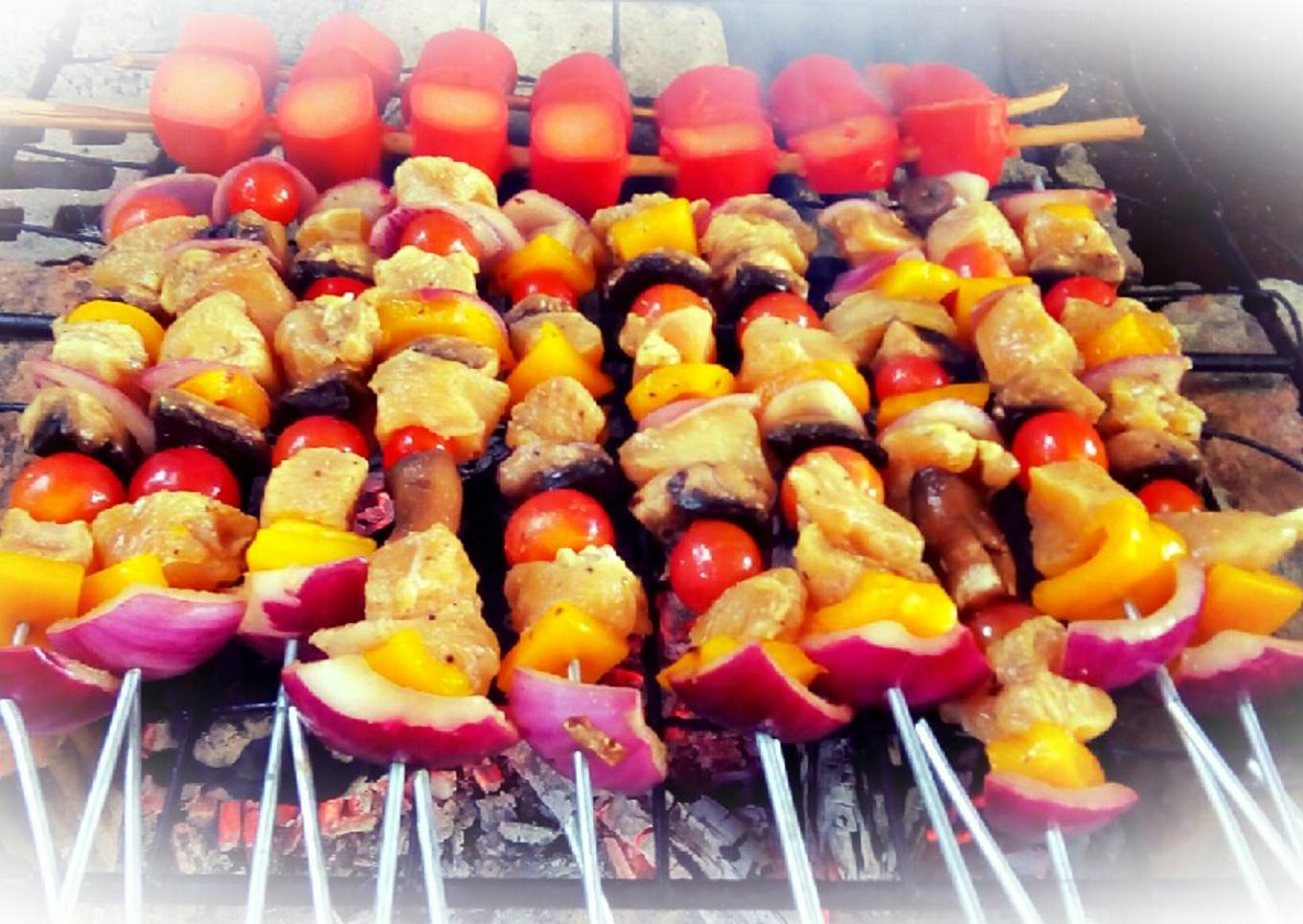 Brochetas de pollo al grill