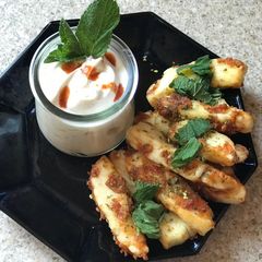 Halloumi fries A picture of Halloumi fries.