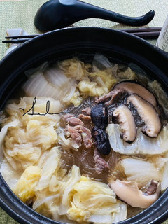肉絲白菜冬粉煲 的食譜成品照片