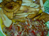 Fried chips and omelette.