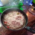 Verduras con arroz al vino tinto..