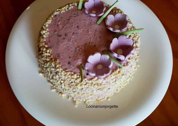 Pastel buttercream al limón y arándanos