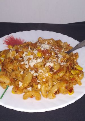 A picture of Cheesy Soya Cavatappi Pasta.