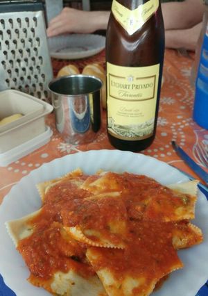 Una foto de Raviolones de espinaca con ricota