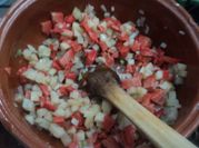 Una foto de papa con chorizo