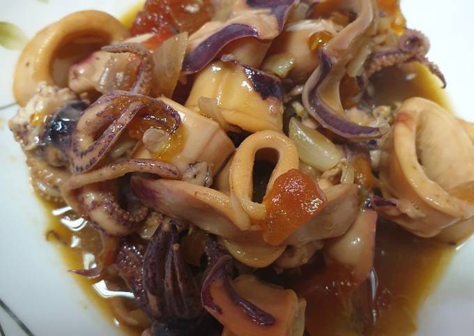 Recipe of Anthony Bourdain Adobong Pusit with sabaw