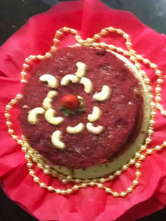 A picture of Gulkand Red velvet cake.
