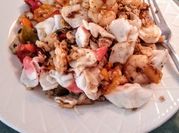 A picture of recipe with shrimp and crab meat