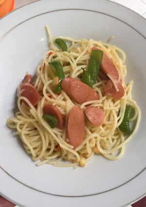 Foto resep Spagetti sausage aglio olio