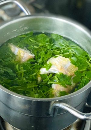 Hình của món Canh Rau Cải Non Nấu Cá Hường.