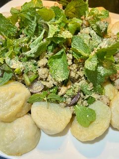 รูปของ ลาบ ลูกชิ้นปลาภูเก็ตทอด หมูสับ