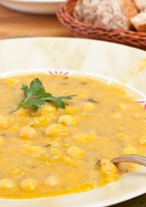 A picture of Yellow Lentil Soup with Coconut Milk.