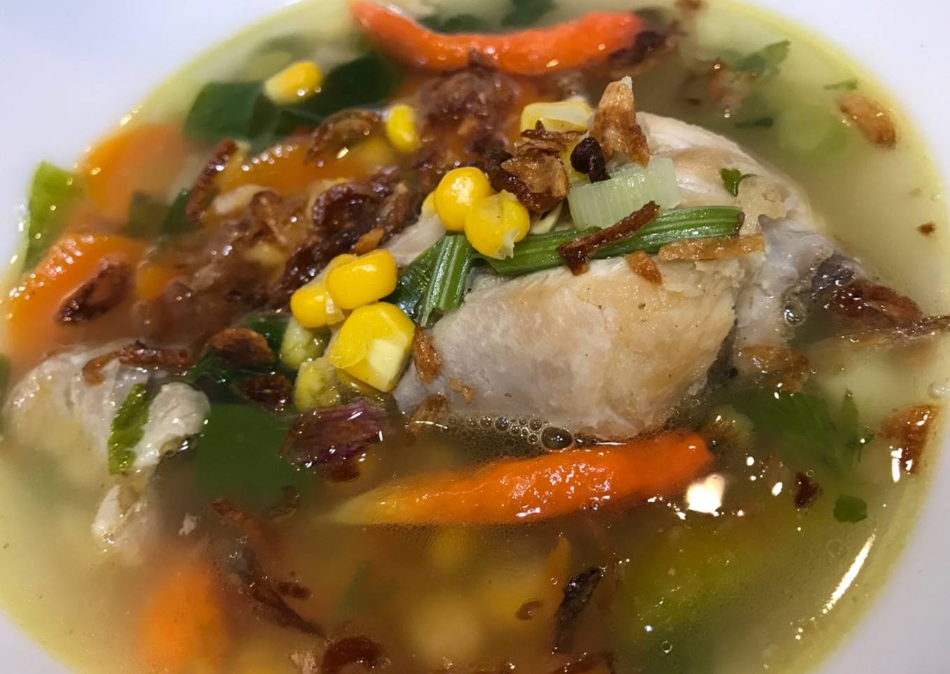 Sup Jagung Ayam Goreng