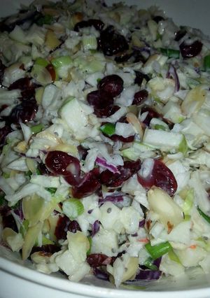 A picture of Apple Cranberry Cole Slaw.