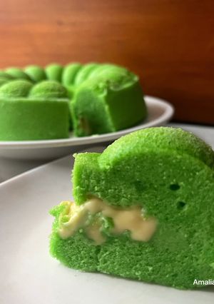 Foto resep Bolu Kukus Pandan Keju Lumer 💚