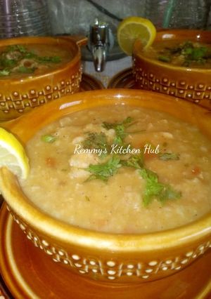A picture of Fish soup; shourbah #WheatFlourRecipeContest.