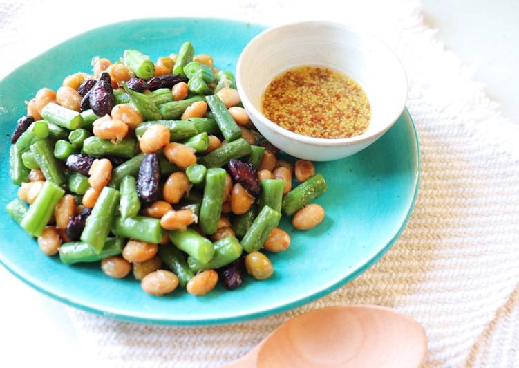 Step-by-Step Guide to Prepare Quick Japanese vegetable dish, hot salad with beans and soy boiled with rice vinegar