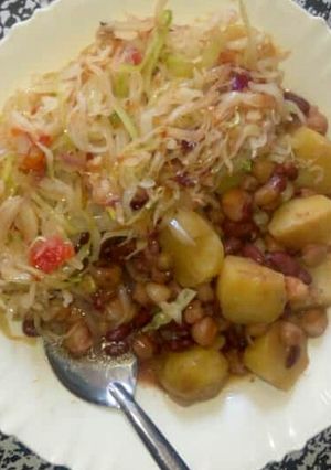 A picture of Vegetable githeri #festive season-kakamega#.