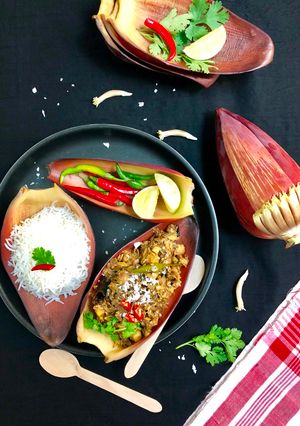 A picture of Mochar Ghonto (Banana Blossom Curry).