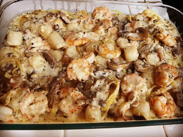 Easy Way Make Shrimp-Scallops &amp;amp; Mushroom Fettuccine the Delicious Tasty