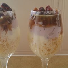 Breakfast Couscous,yoghurt and dates parfait A picture of Breakfast Couscous,yoghurt and dates parfait.