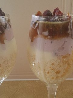 A picture of Breakfast Couscous,yoghurt and dates parfait.