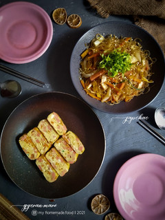 Foto resep Ala Korea Akhir Bulan (Japchae & gyeran-mari)