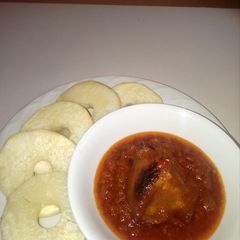 A picture of Yam and stew.