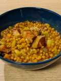 Lentejas a la jardinera con guanciale