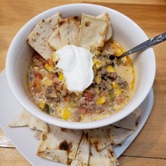 A picture of Keto THM Queso Taco Soup.