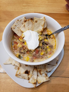 A picture of Keto THM Queso Taco Soup.