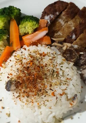 Foto resep Beef Patty Carbonara Rice