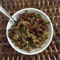 A picture of Sundal/ black channa snack/ black chickpea snack.