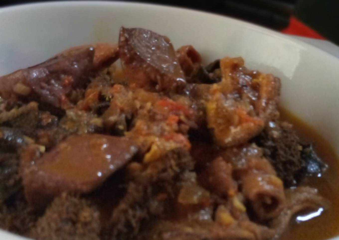 Offal pepper soup (kayan ciki rago)