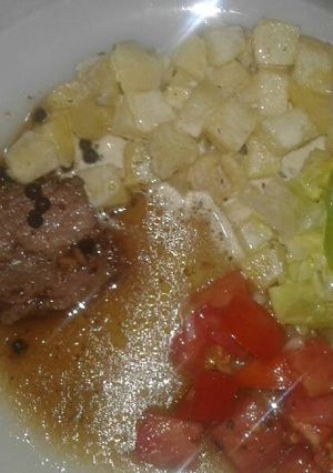 Una foto de Pecho a la pimienta con papas a la crema