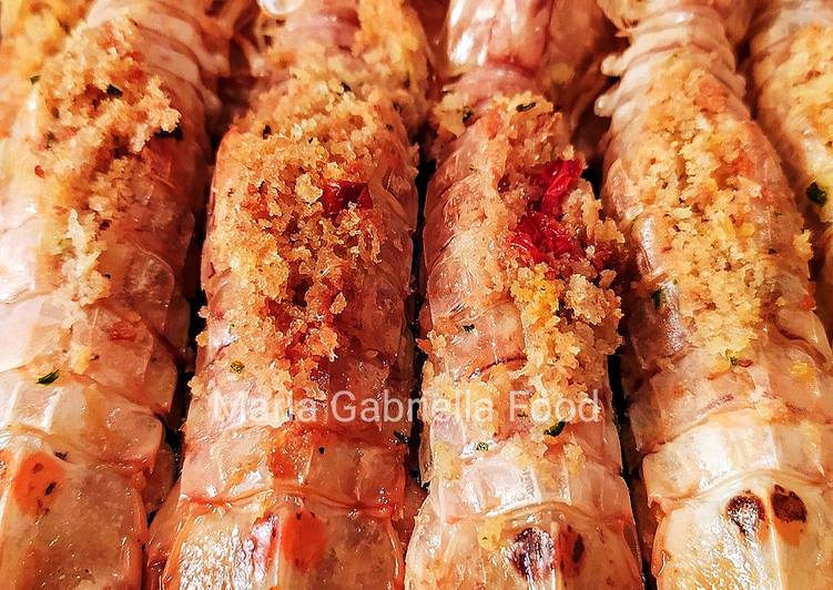 Pannocchie/canocchie gratinate con pomodorini confit